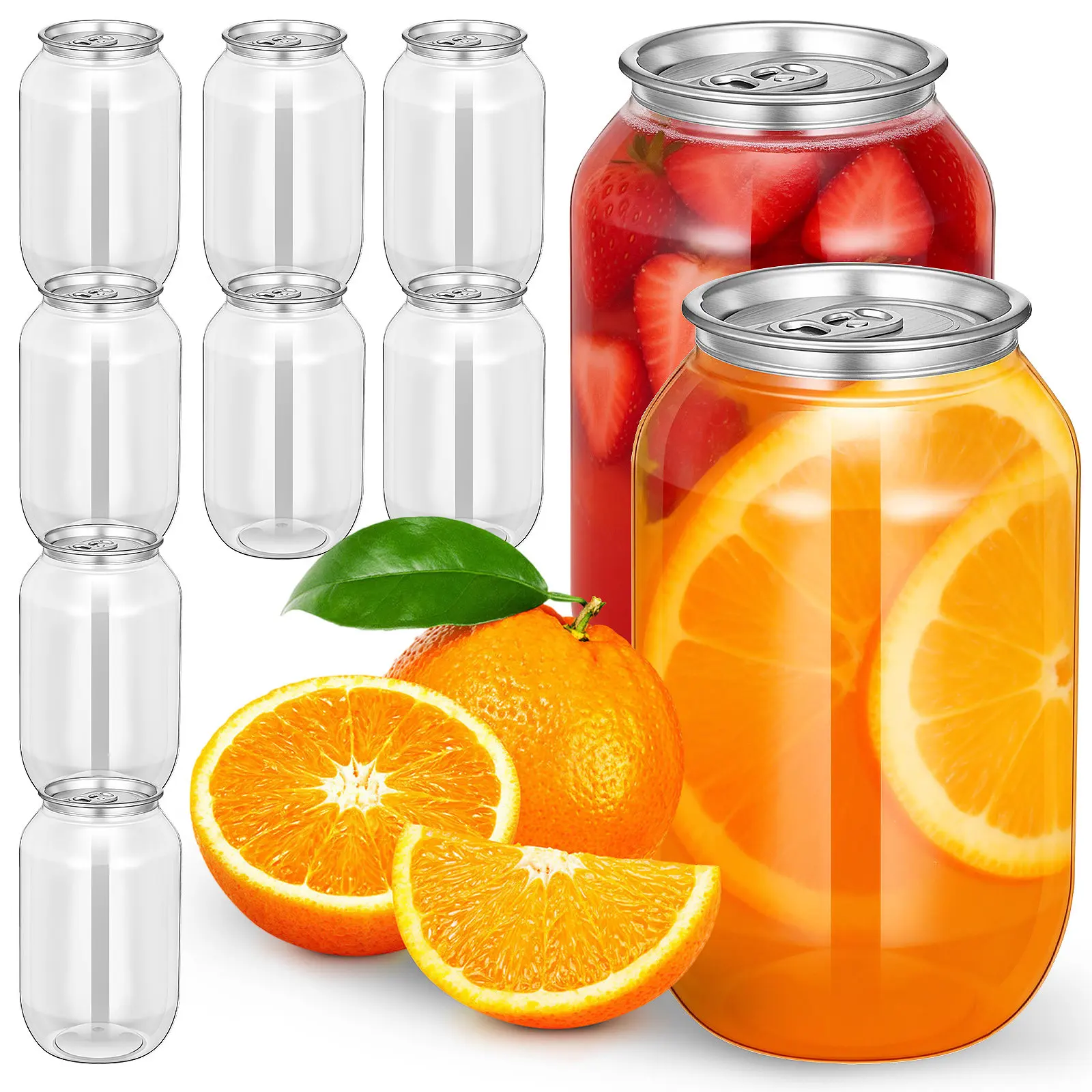 10 tarros vacíos para enlatar, latas de almacenamiento de bebidas de 500 ml, para bebidas, jugo, refrescos, café, contenedores portátiles a prueba de fugas para uso diario