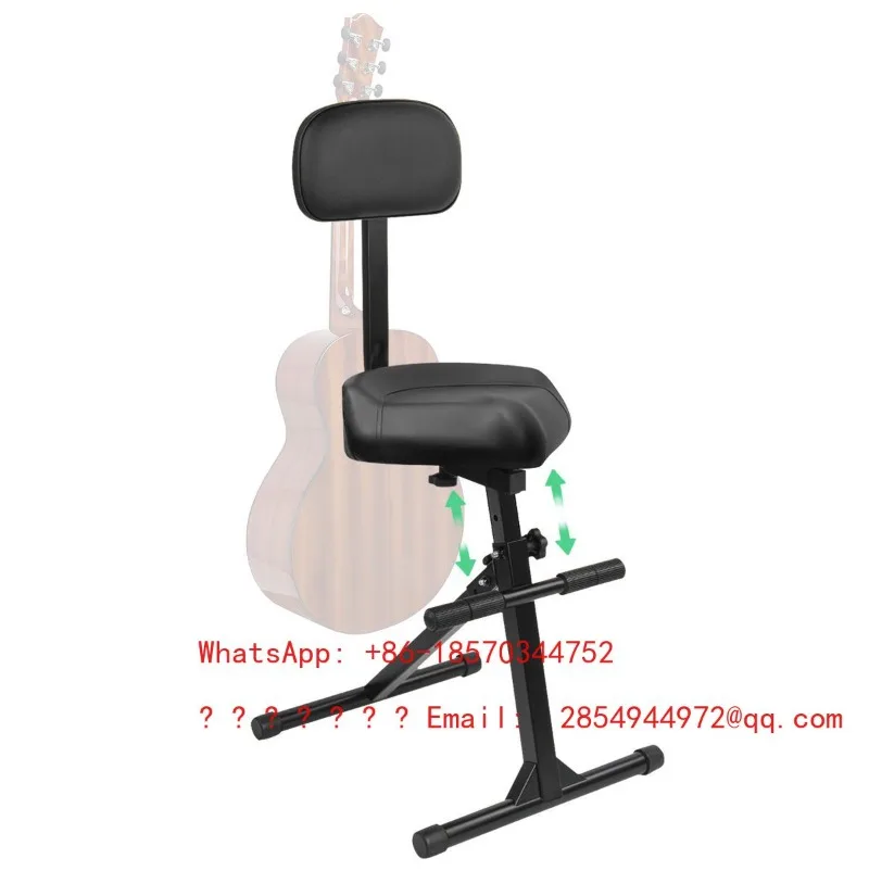Adjustable Folding Music Chair with Backrest Thickened Seat for Guitar Guzheng Piano Performance Practice