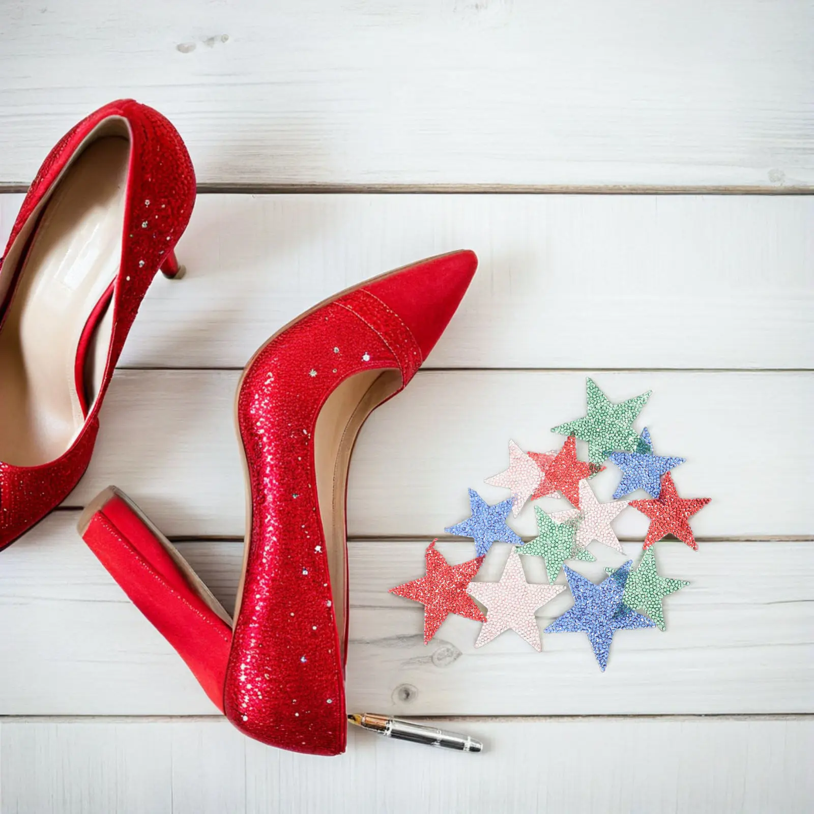 

12 шт. декоративных страз в форме звезды, цвета конфет, из смолы, пришивные аппликации для самостоятельного декора одежды, сумок, курток