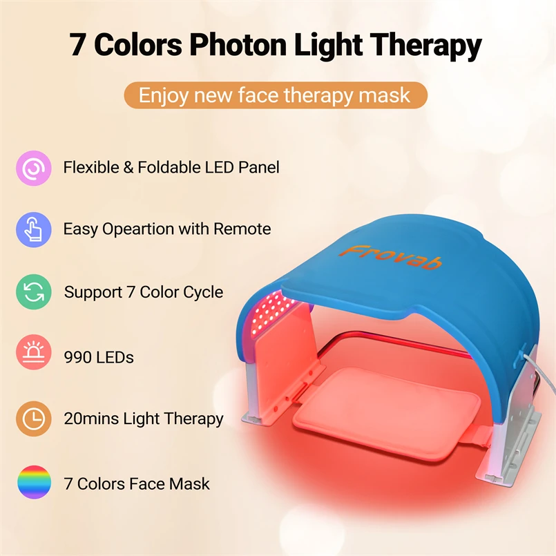 Mascarilla LED de silicona para fototerapia, de 7 colores máscara Facial, terapia de infrarrojo cercano, antiedad, antiarrugas, rejuvenecimiento de la piel