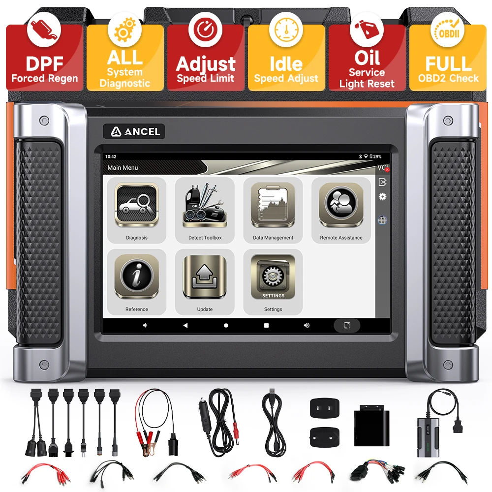 

ANCEL HD8000 OBD2 Дизельный сверхмощный сканер грузовиков ECU Oil DPF 30+ Сброс все системы грузовиков диагностические инструменты для Cummins/Detroit