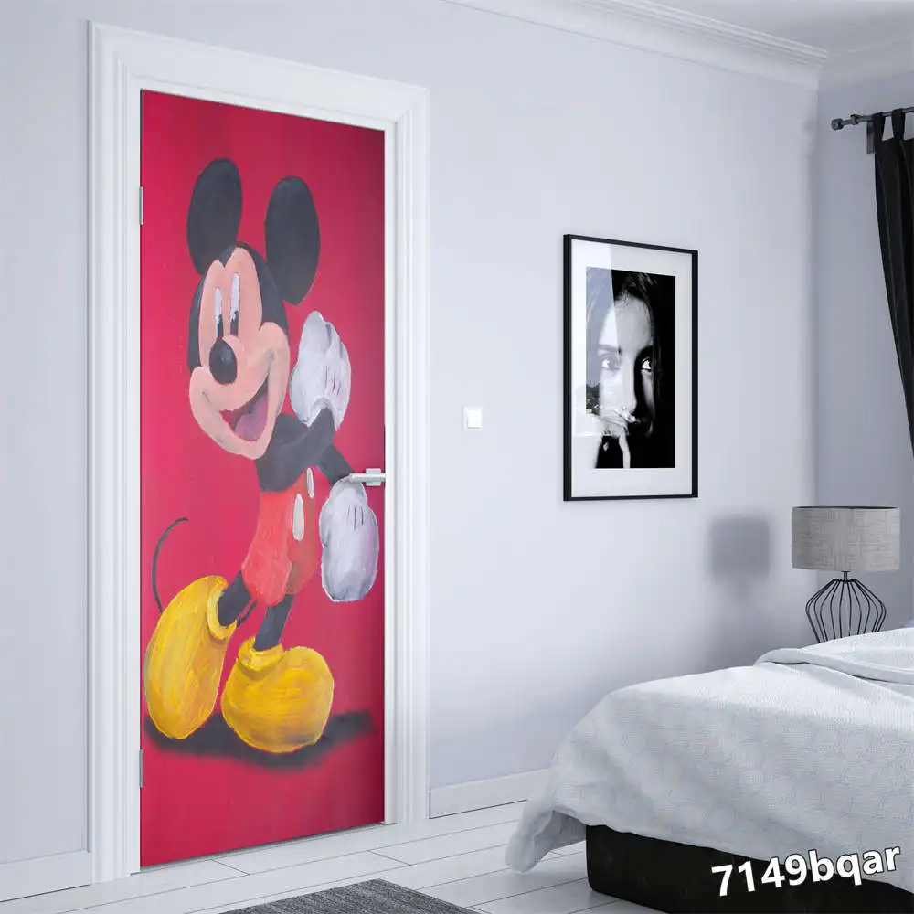 Disney vintage Mickey and Minnie Donald duck Door sticker Aesthetic Nursery Kids Room Door elevator room decoration Wall Sticker