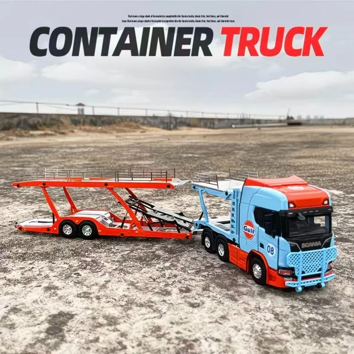 

Модель-копия двухъярусного грузовика Scania 1:50, литая из сплава, с функцией скольжения, игрушка для мальчиков, подарок на День защиты детей