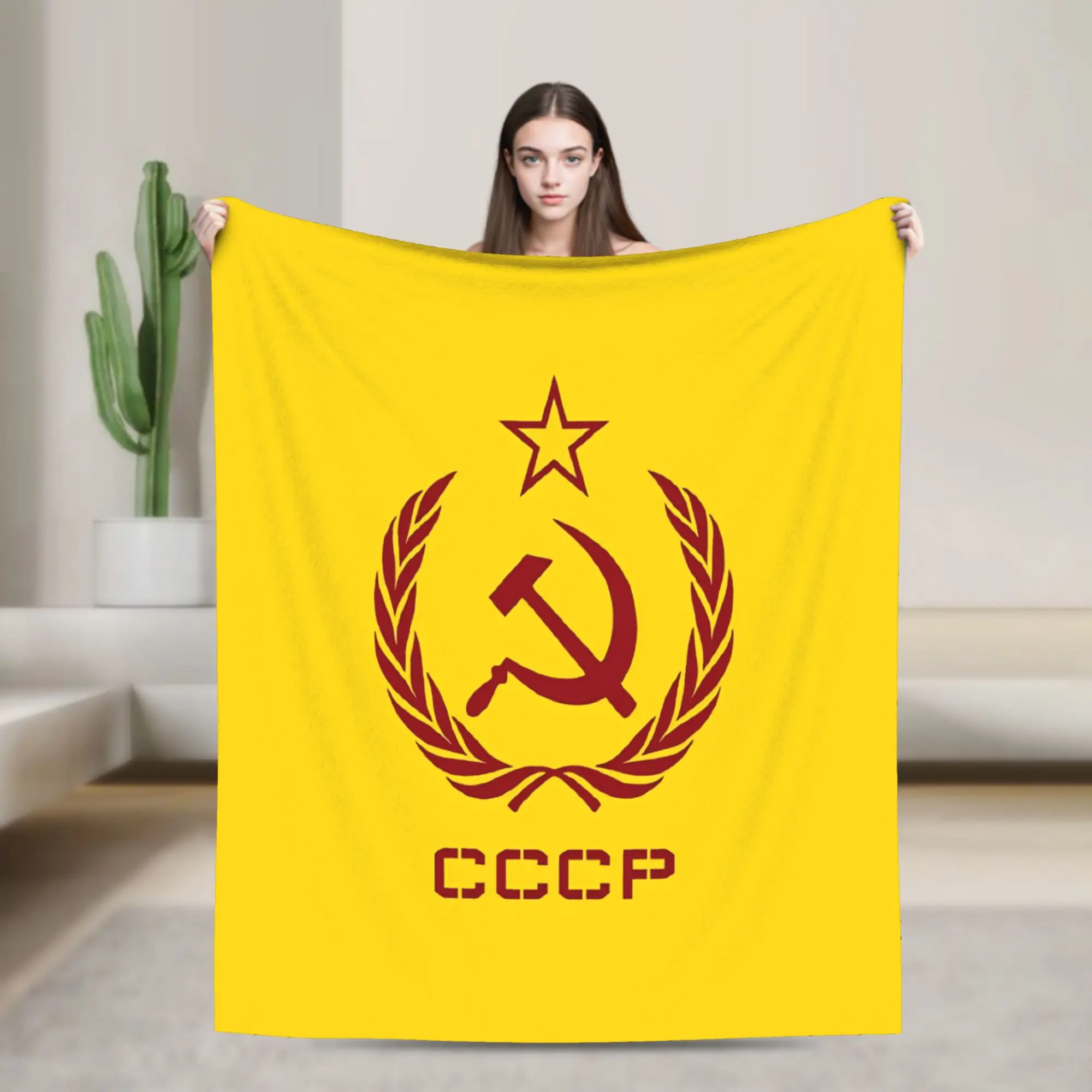 CCCP Soviet Hammer And Sickle Star Flannel Blanket Spring  Soft Throw Blanket for Girls Boys Couch Bed Sofa Bed Cover
