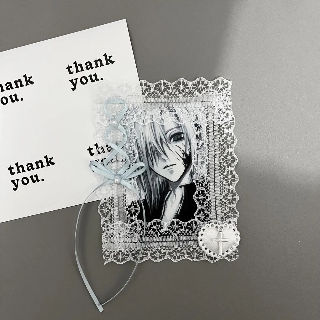 Vintage Lace Handmade Finished Photo Sleeve, Sweet Girly Decor Card Display Case for 3-inch Kpop Idol Photocards & Anime Card