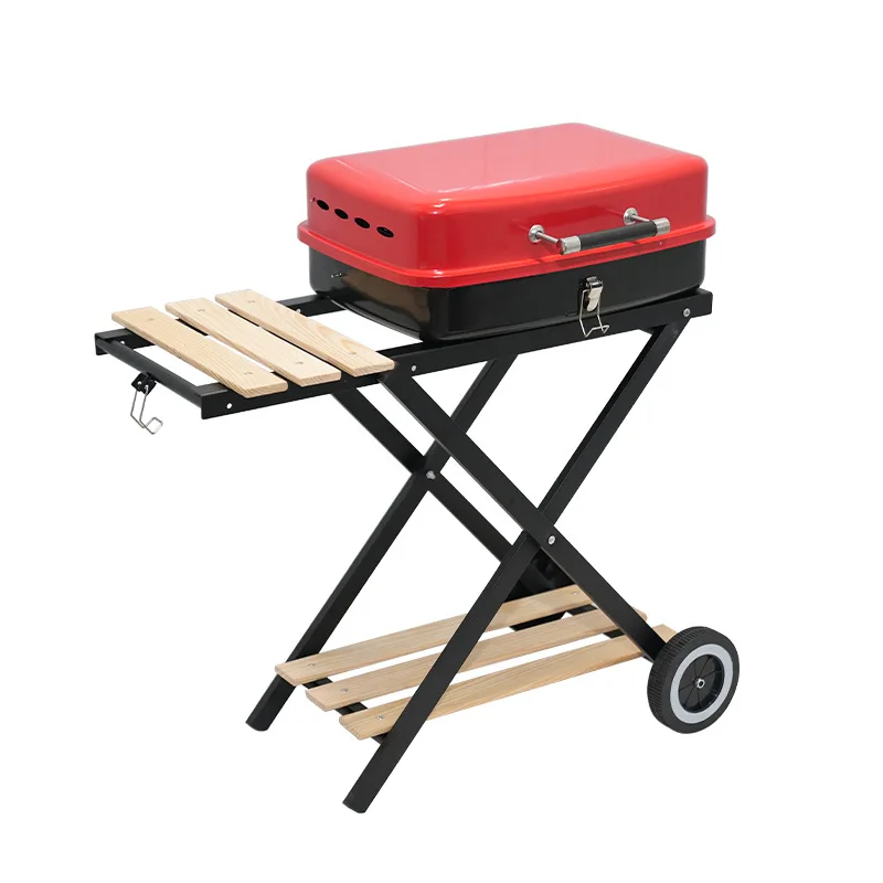 Safe Reductible Folding Burger Oven Cart Portable Multifunctional Outdoor