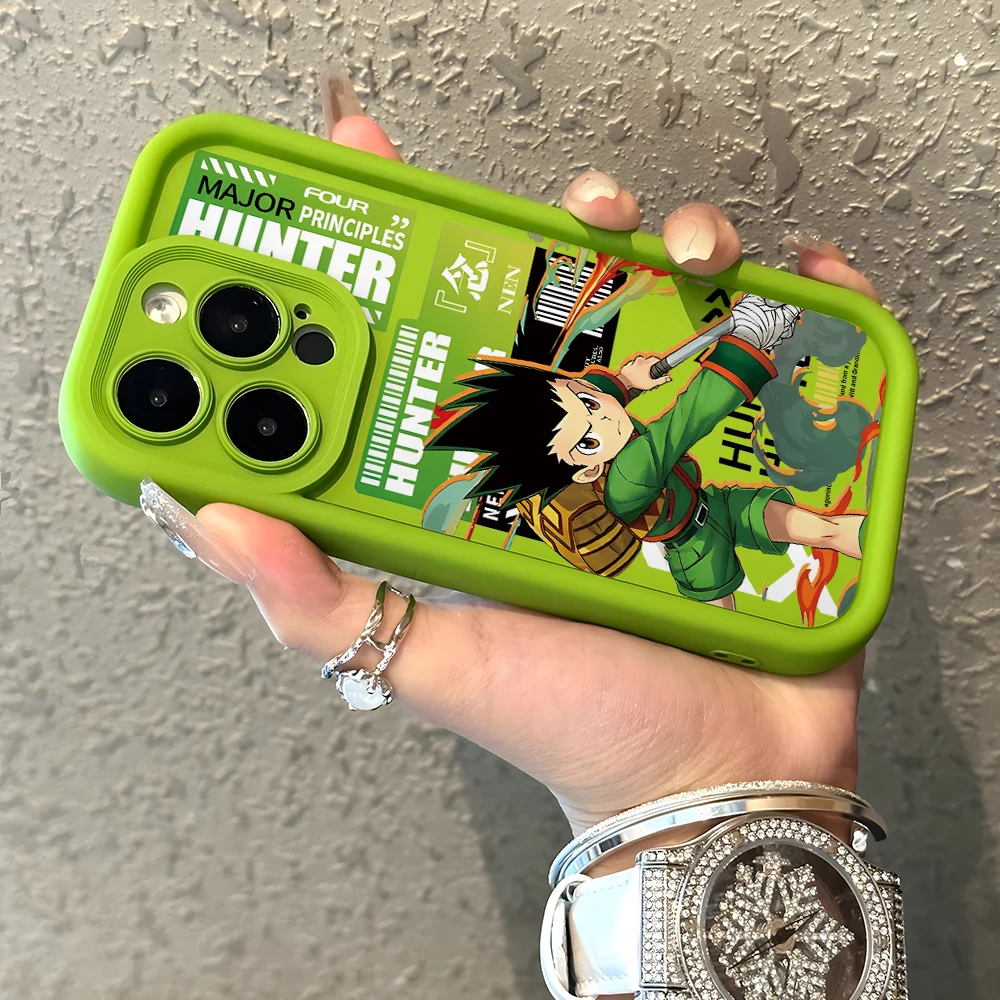 Hunter Gon Killua Hisoka Phone Case for iPhone 16 15 14 Plus 13 12 11 iPhone16 Pro Max X Xs XR 8 7 Soft TPU Ladder Capa Cover