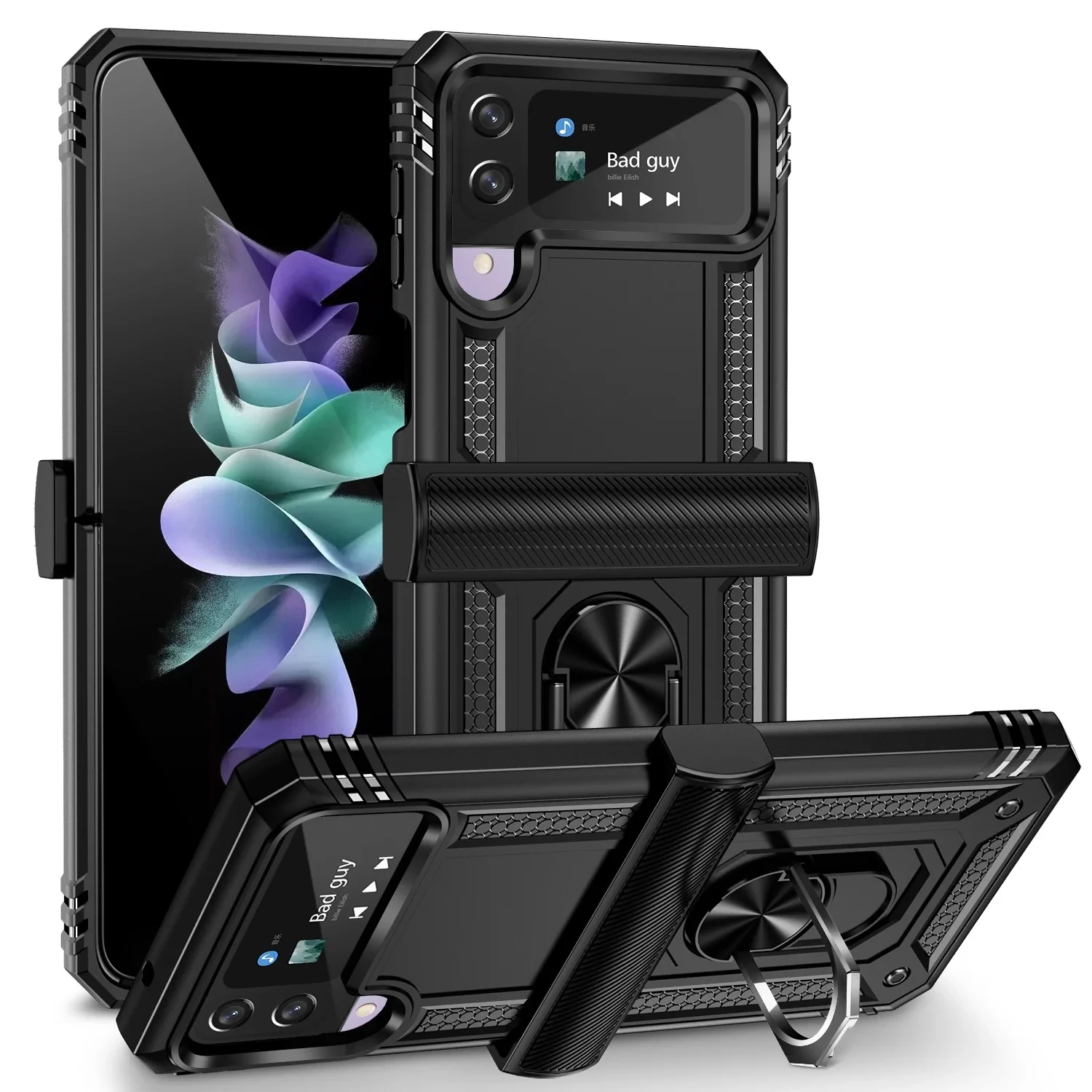 

High-quality Zflip4 Hard Armor Phone Case For Samsung Galaxy Z Flip 4 5G Flip3 Flip4 Flip 3 Fall Protection Finger Ring Cases