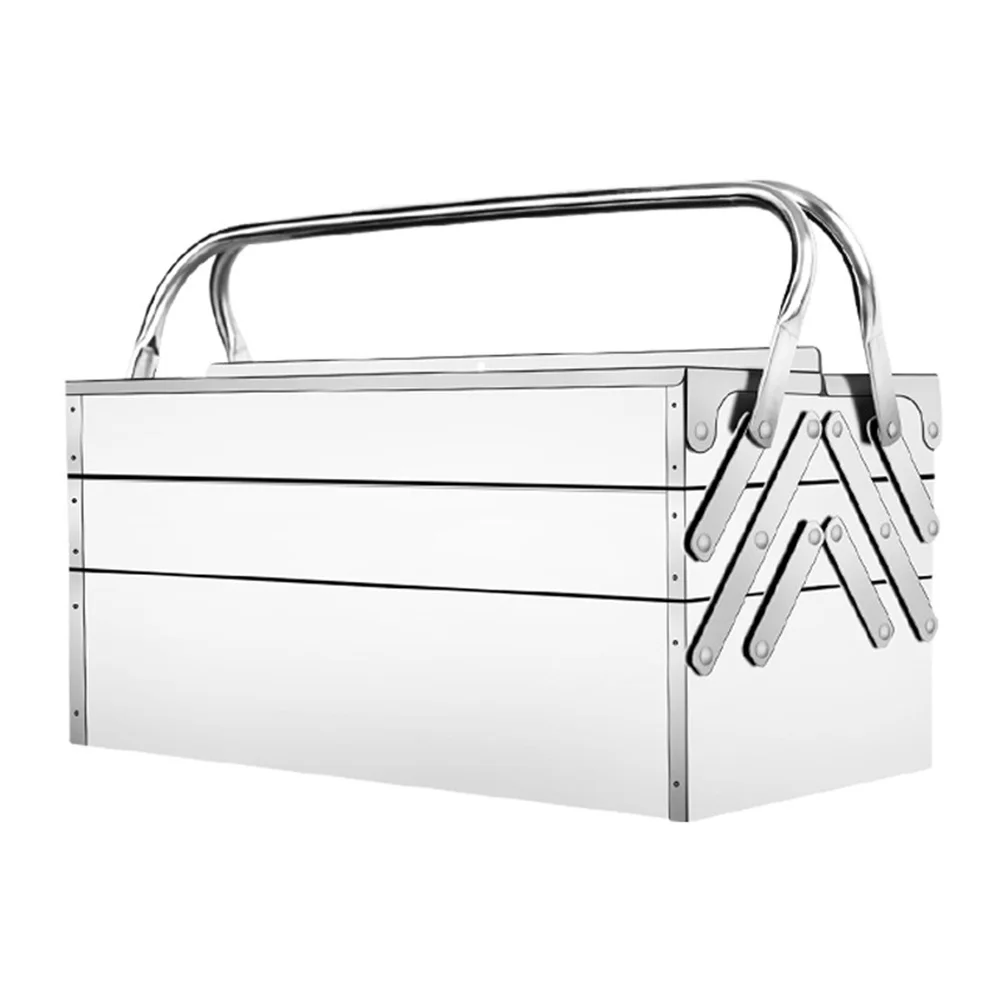 

Stainless Steel Foldable Tool Box Metal Tool Box 3 Layer 5 Retractable Tray Tool Storage Box Hardware Storage Box for Screw Nail
