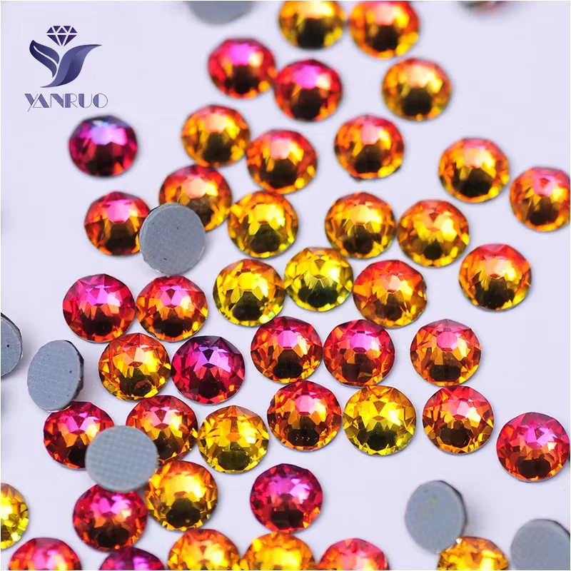 YANRUO 2088HF All Sizes Red Volcano Glass Hotfix Crystals DIY Crafts Iron On Flat Back Strass Hot Fix Rhinestones For Dress