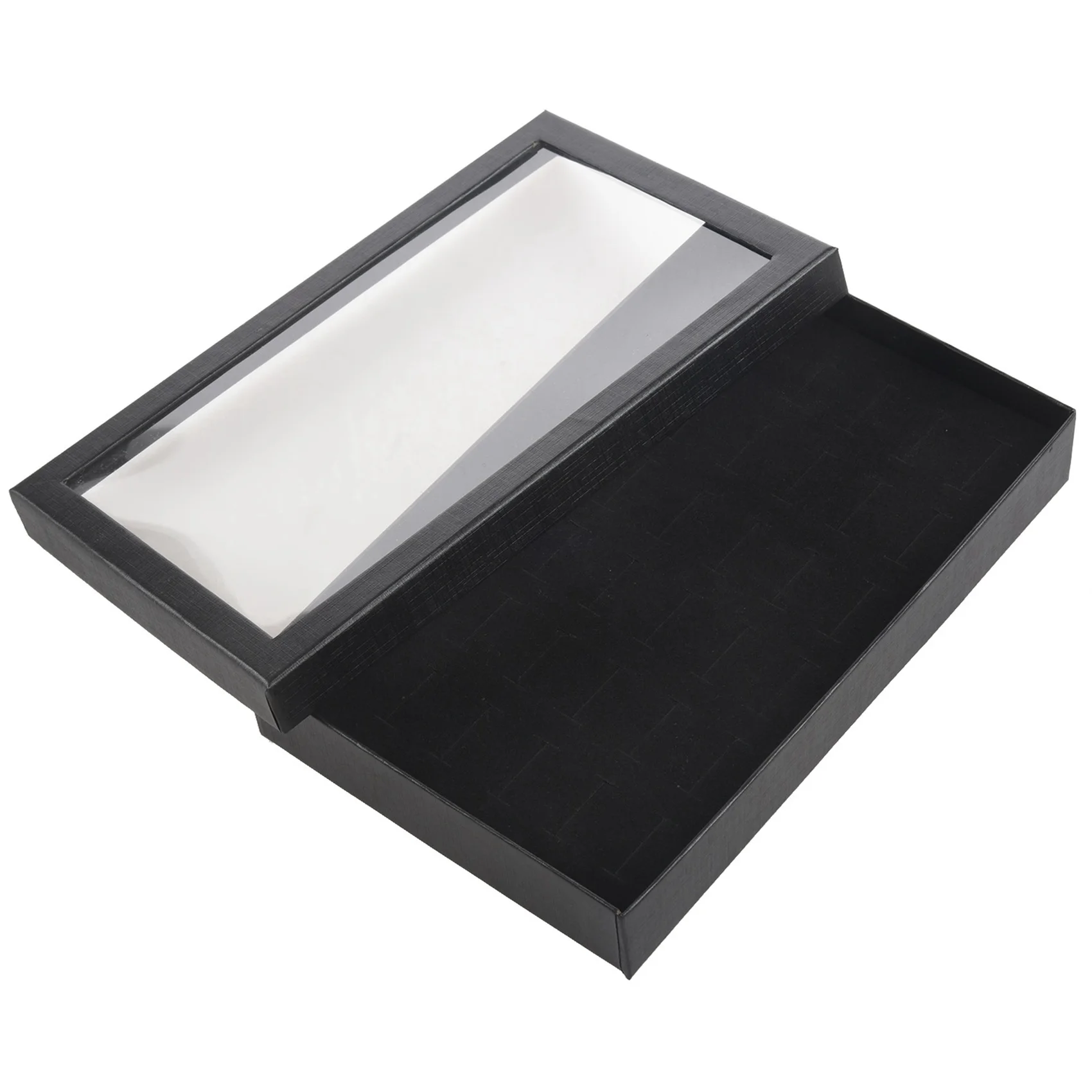 ABWR-3X 36 slots caixa de jóias anel de armazenamento brincos caixa de exibição organizador de jóias titular janela transparente mostrar caso preto