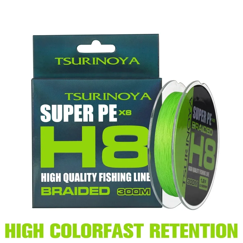 

TSURINOYA 300 м, 150 м, 100 м, 8 плетений, полиэтиленовая леска H8, сверхдлинная 8-прядная плетеная гладкая мультифиламентная леска H8, 14-50 фунтов