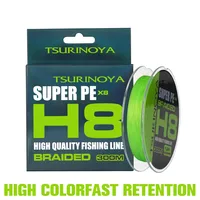TSURINOYA 300M 150M 100M 8 teje hilo de pescar de PE H8 fundición ultralarga 8 hebras trenzado línea multifilamento suave 14-50LB