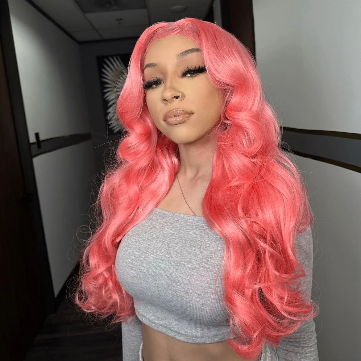 Rose Pink Lace Front Wig Human Hair 13x6 Hd Transparent Lace Frontal Wig 13x4 Colored Body Wave Human Hair Wigs For Women