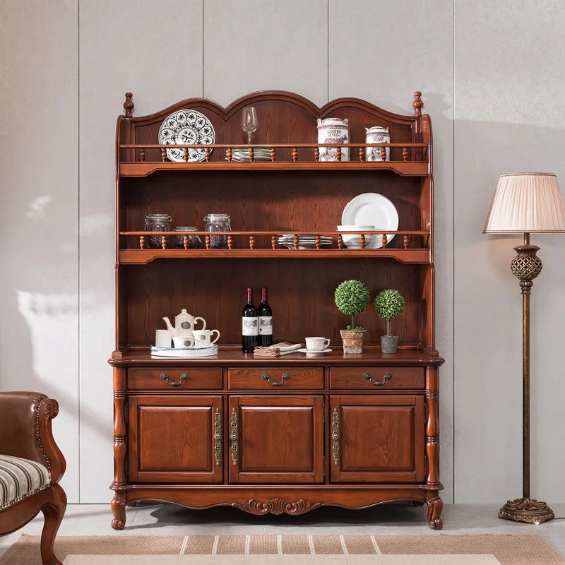 Furniture dining side walnut bowl solid wood multi-layer wine storage villa living room tea