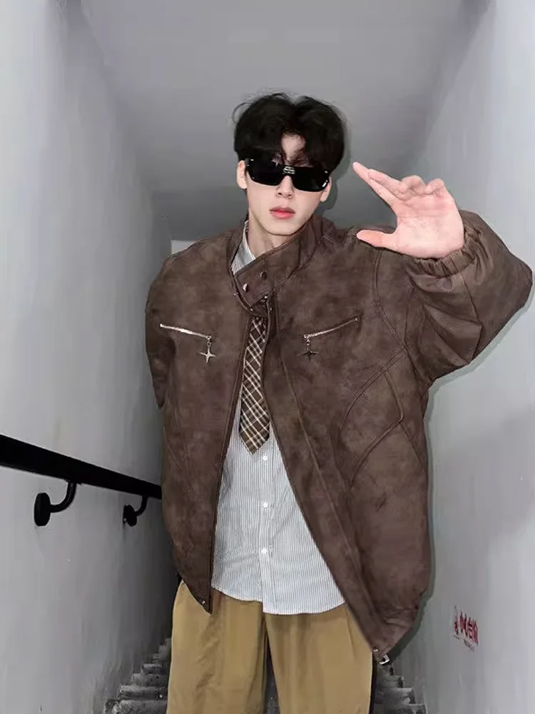 

Мужская зимняя хлопковая куртка в стиле ретро в американском стиле, рабочая одежда с воротником-стойкой, теплая свободная посадка, молодежная мода