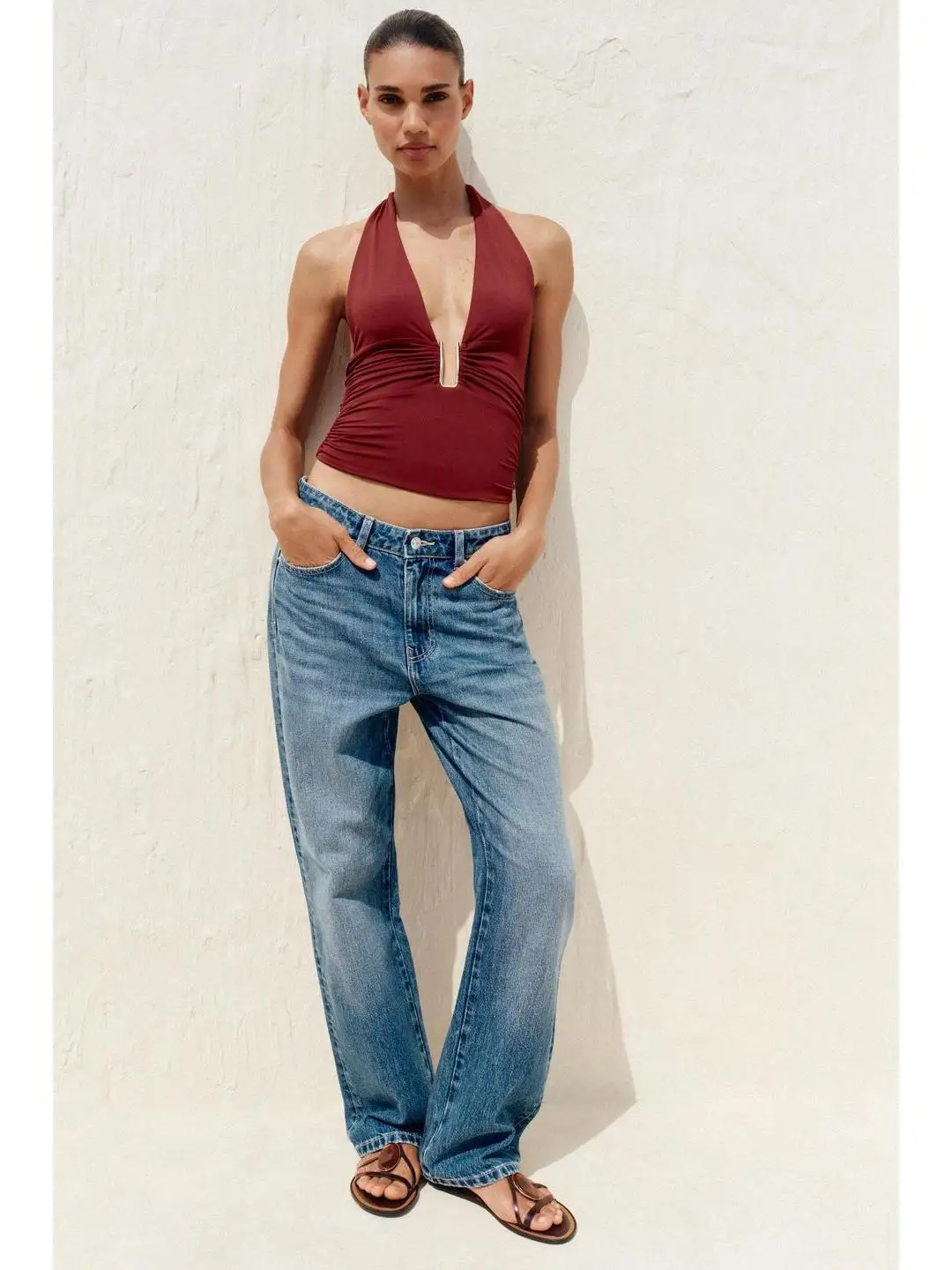 

Женский топ с металлическим узлом, плиссированный свисающий топ с воротником Ne, большие размеры, модная одежда для путешествий, обычная длина све