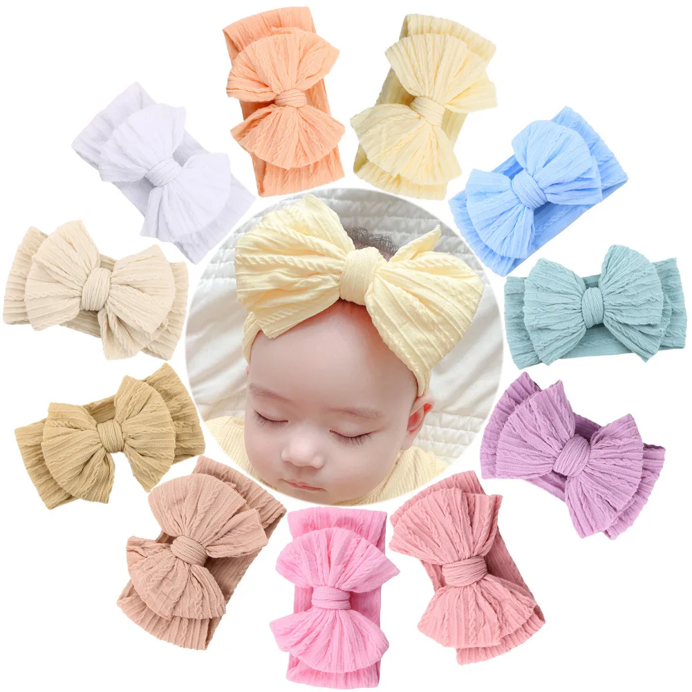 20 Colors Knit Baby Bow Headbands Solid Bowknot Headband For Baby Girls Turban Elastic Hairband Kids Headwear Hair Accessories