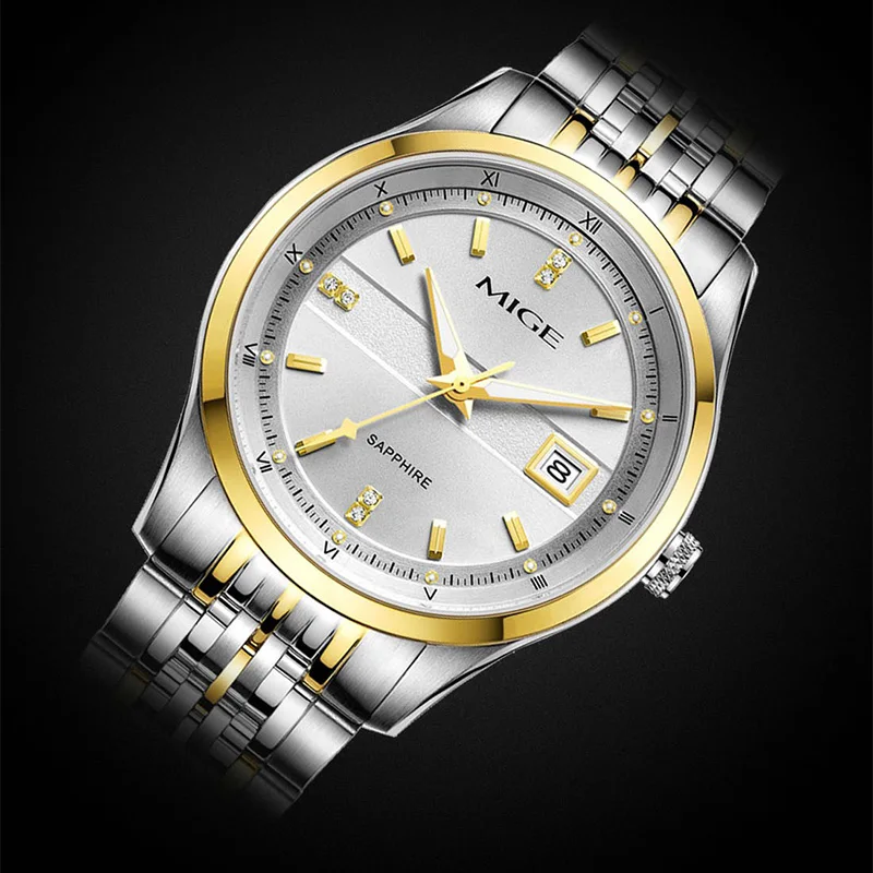 MIGE top brand Ultra-thin men's mechanical waterproof business watch fully automatic casual business luminous mechanical watches