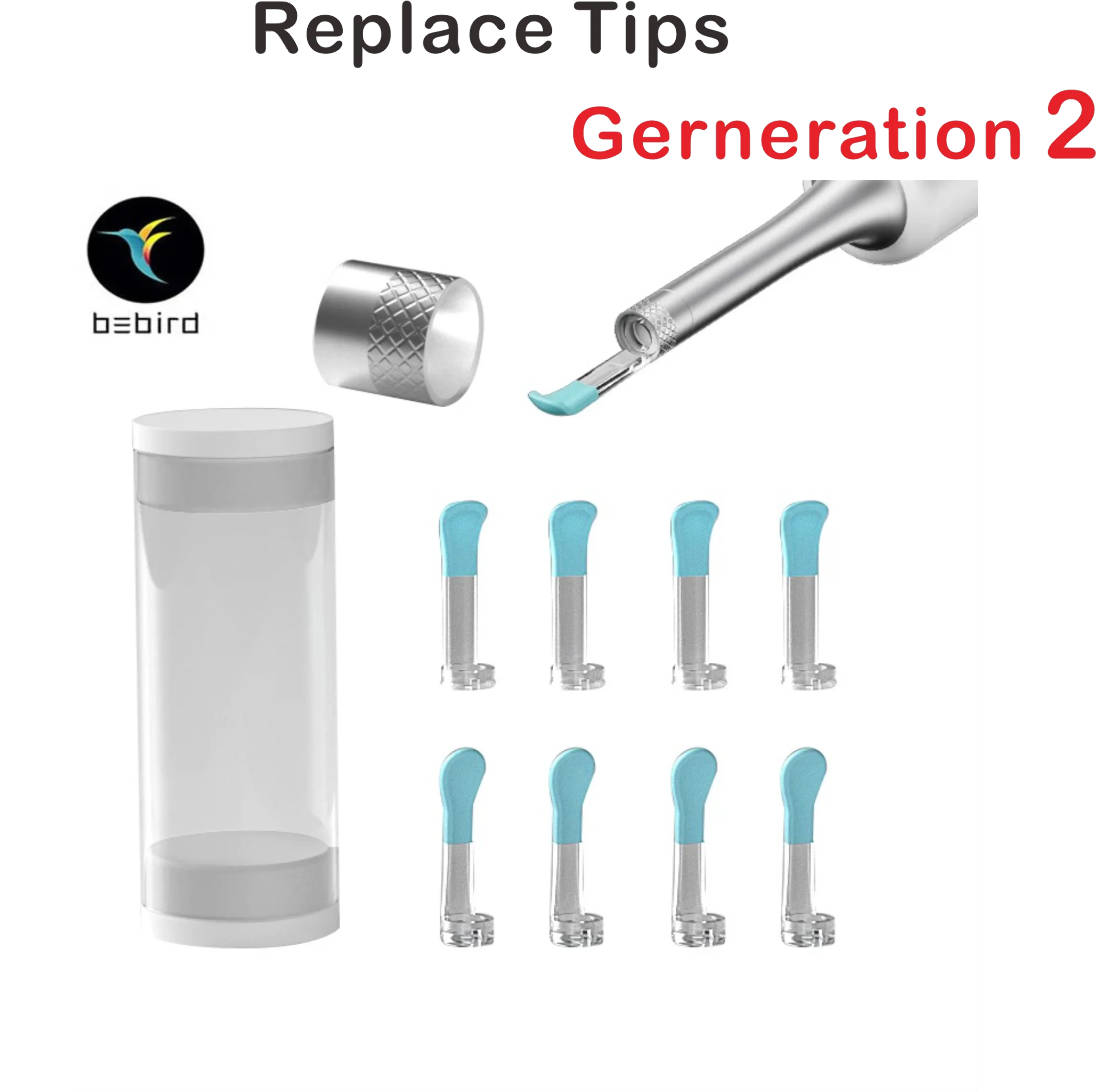 T15 Ear Tips Accessory,Bebird Original R3 X3 C3 B2 X17 M9pro Visual Earpick EarCare Ear Cleaner Replace Tip Tool 9 Pieces 1 Set