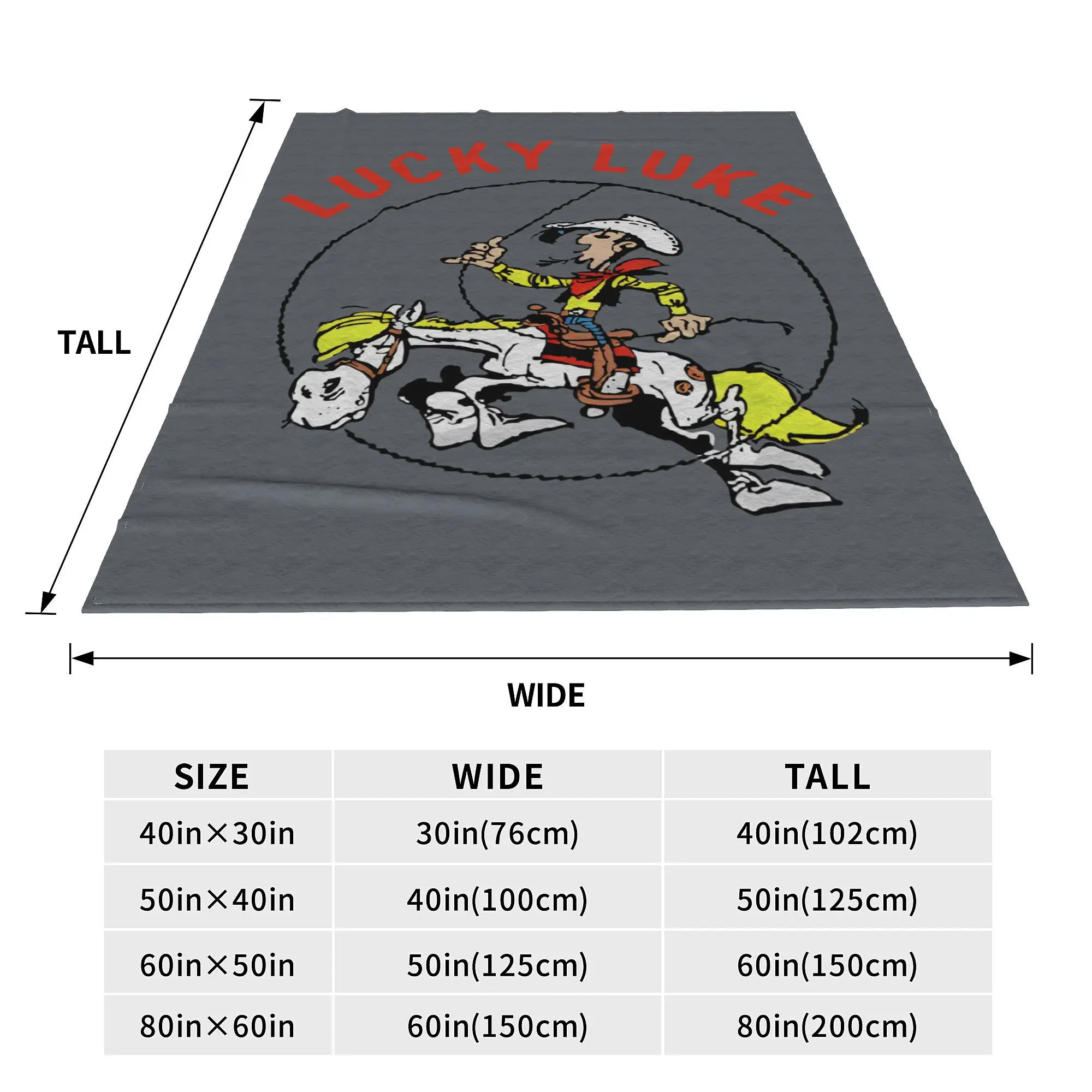 بطانية Lucky Luke Horse Jugper للأريكة ، بطانيات كرتونية مريحة لرعاة البقر ، متعددة الأحجام ، فائقة النعومة ، ممتعة
