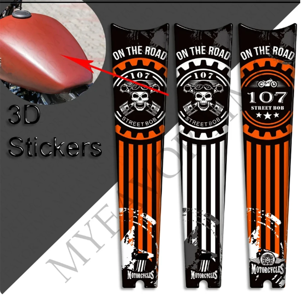 

Motorcycle For Harley Davidson Street Bob FXBB 107 M8 Protector Tank Knee Pad Side Grips Gas Fuel Oil Kit Stickers Decals