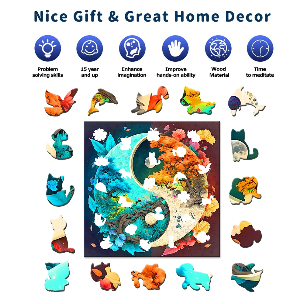 Yin-Composer Tree Puzzle en bois, Jouets à haute difficulté, Entraînement à la concentration, Hmatte ee, Cadeaux d'anniversaire et de vacances de Noël