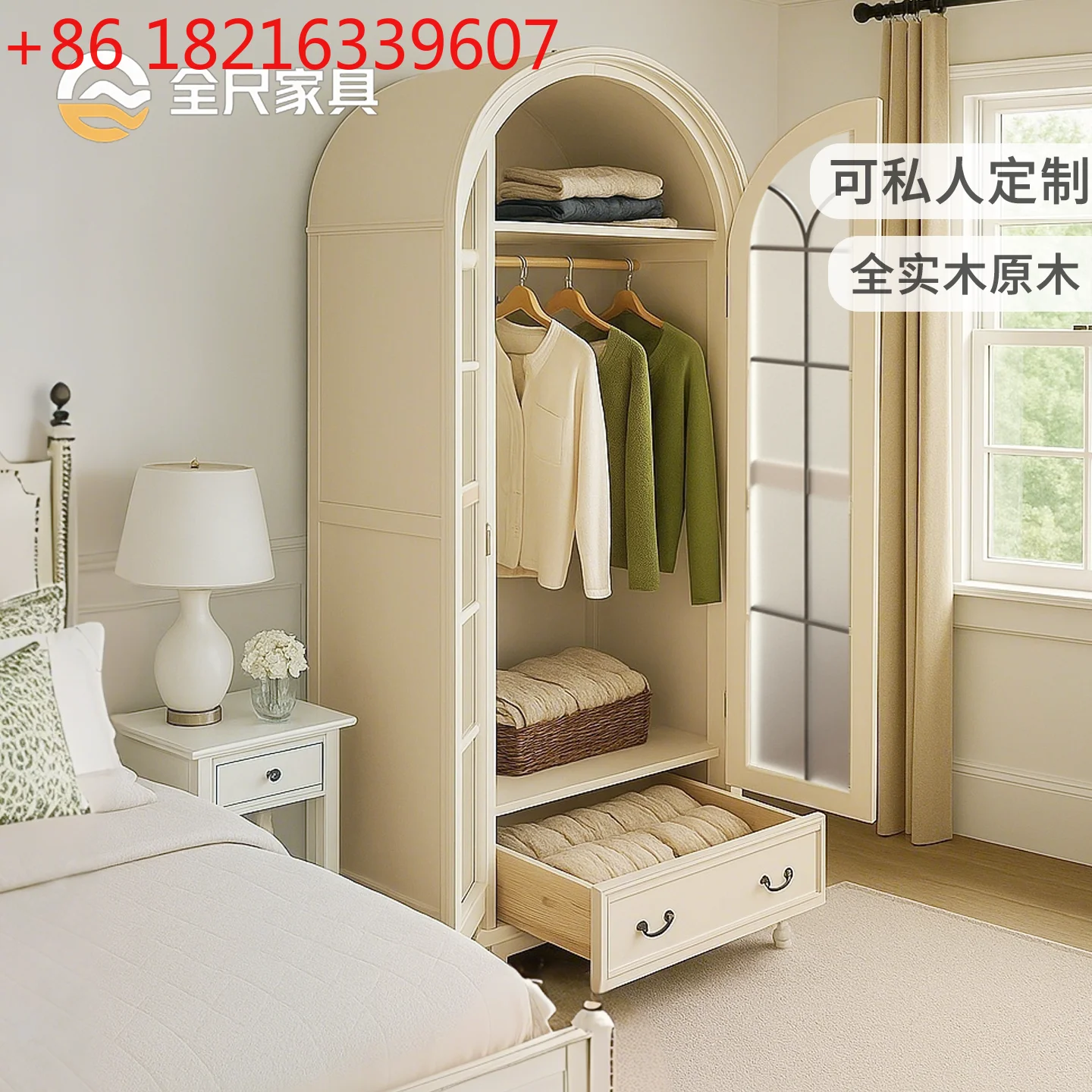 

Американский кремовый стиль, двухдверный шкаф из чистого цельного дерева, шкаф для спальни, белый, ширина 1 метр, ретро-хранилище