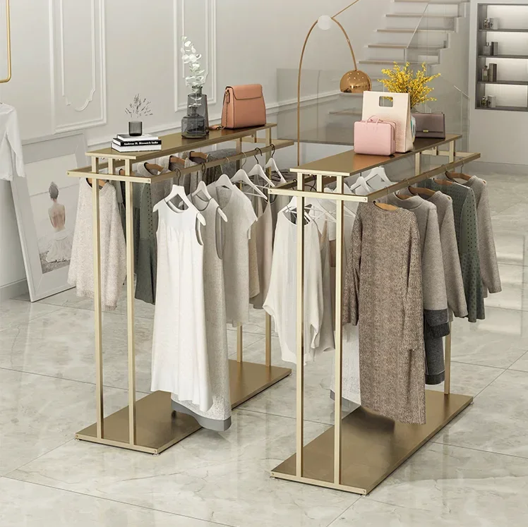 Clothes shop display rack Double row rack Clothing display rack