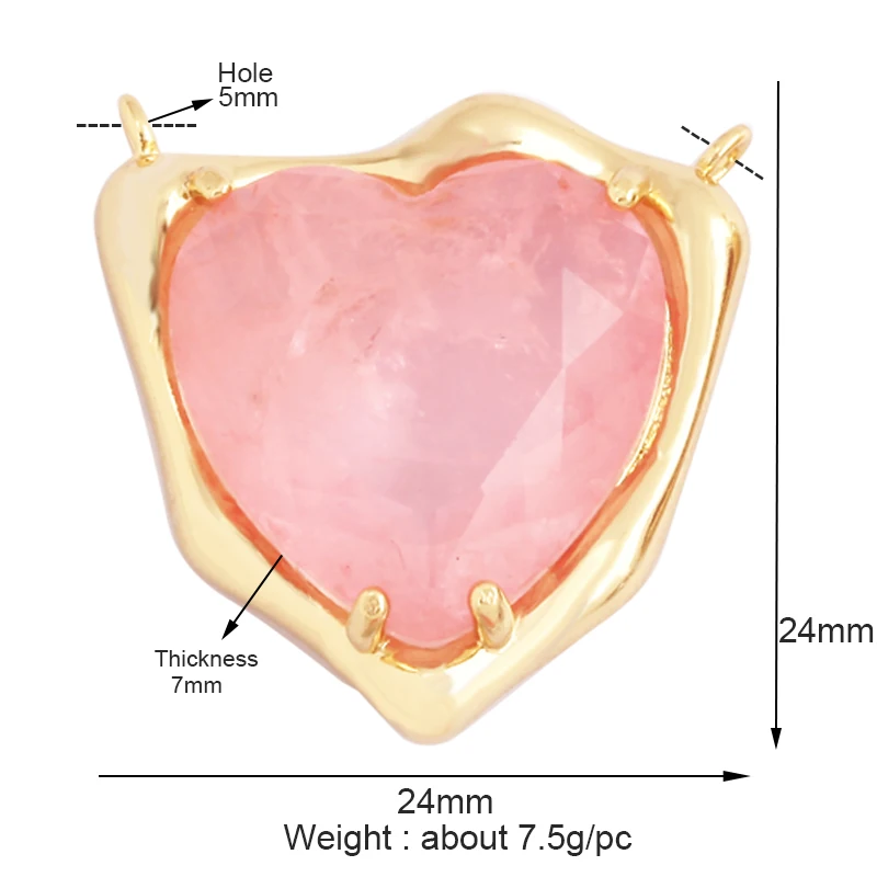 New Style Geometry Heart Shape Mixture Charm Jewelry Findings,Fashion 18k Gold Inlaid Rainbow Zircon Necklace Pendant Supply L31