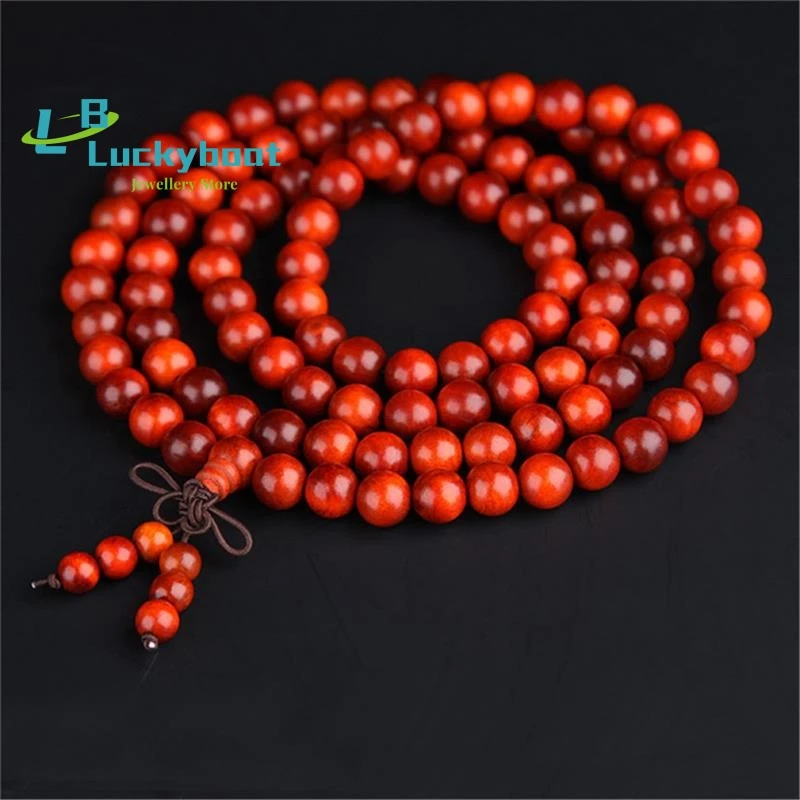 

Wholesale 10pcs Buddhist 108 Wood Beads Prayer Mala Natural Indonesian Blood Dragon Wood Apple Shape Beads Bracelet DIY Jewelry