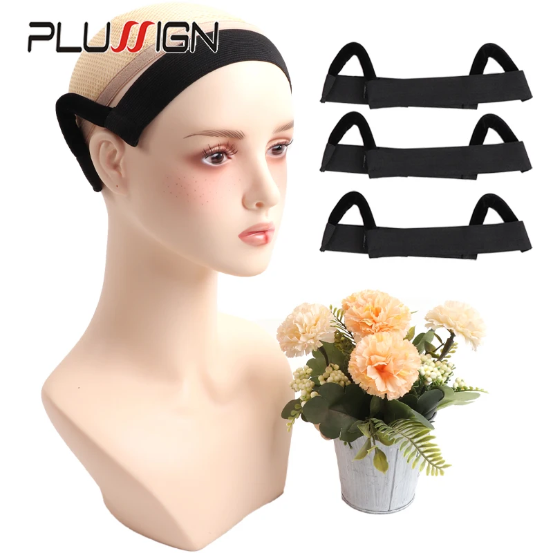 Plussign 3cm3.5cm Wig Headband With Ear Hanger 10pcs Adjustable Wig Band With Ear Hanger To MeltLace Black Elastic Band For Wigs