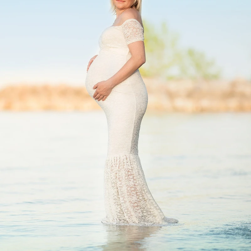 Maternity's Mermaid Maternity Dresses Photography Props Sexy Lace Maxi Gown For Photo Shoots Women Pregnancy Dress Clothes