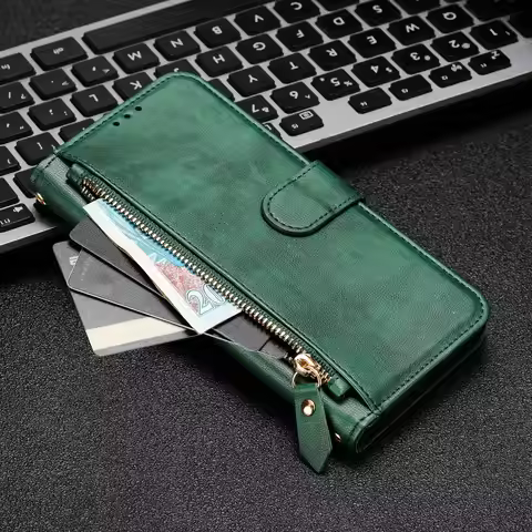 Strap Zipper Card Leather Phone Wallet Case Book For Oppo A3 A60 A79 A98 A78 A38 A17 A57 A94 A74,Reno 13 12 11 F 10 Pro 5G Cover