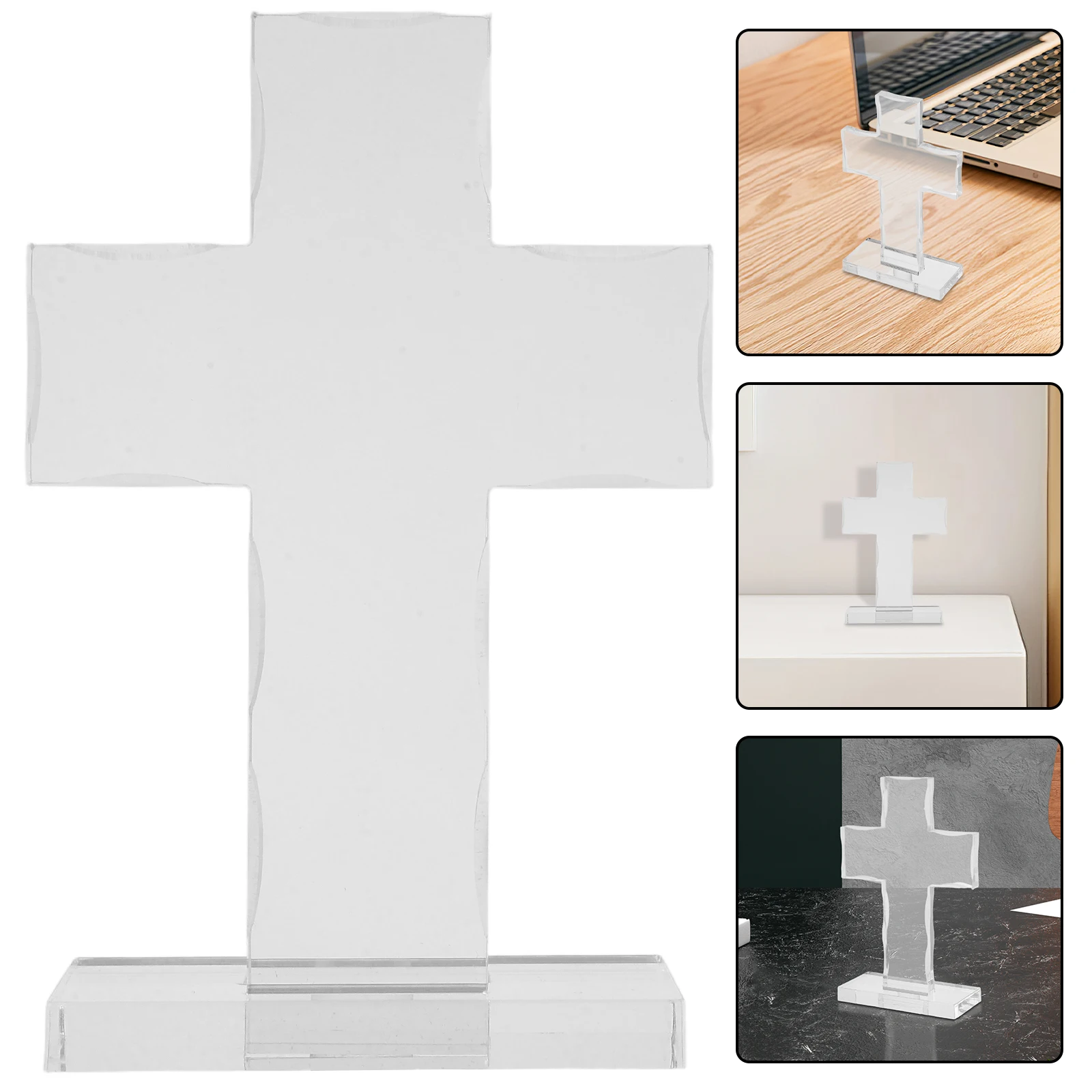

Elegant Transparent Acrylic Standing Cross Tabletop Decor Church Home Wedding Party Decoration Faith Religious Inspirational