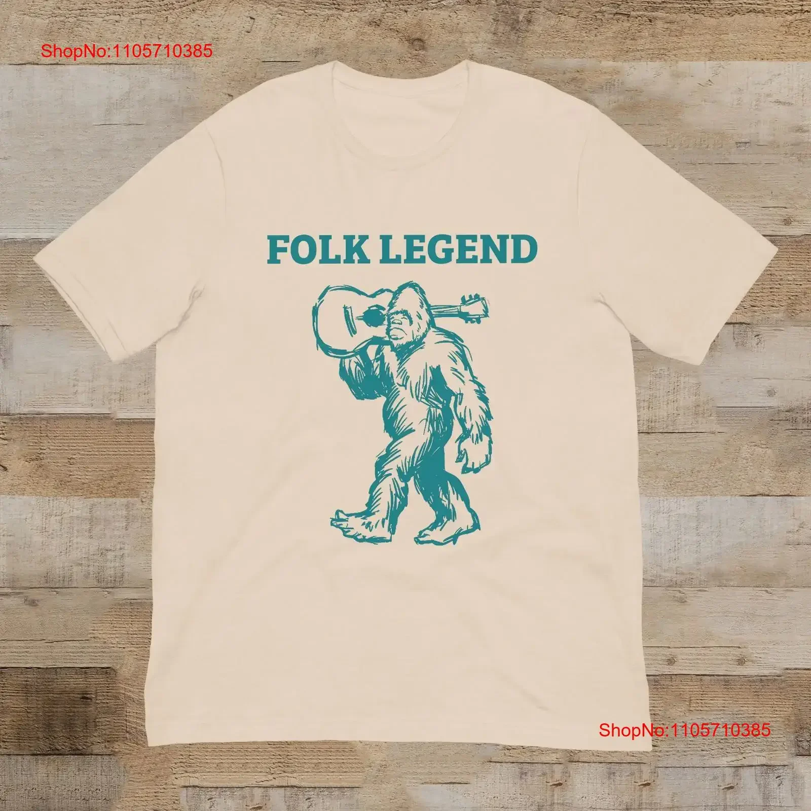Bigfoot Guitar T Shirt Trendy Novelty Funny for Him Unhinged Meme Folk Legend Casual Wear Minimalist vintage Washed Versatile
