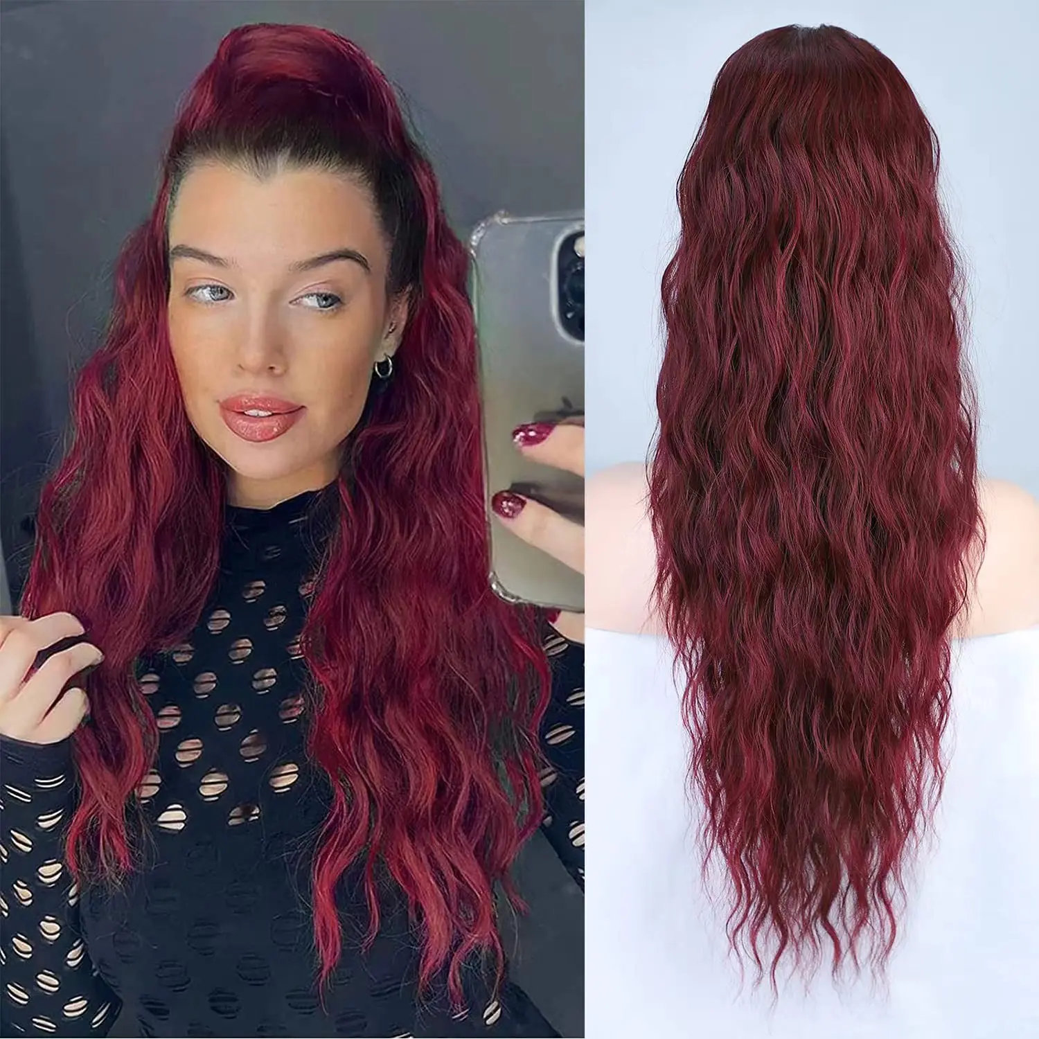 Synthetic wig fashion drawstring water ripple and corn whisker ponytail wig for women
