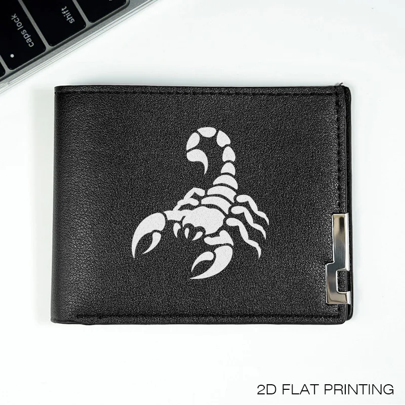Cartera de cuero PU con emblema de escorpión, estilo minimalista de negocios, diseño compacto para hombres, duradero, ligero, uso diario