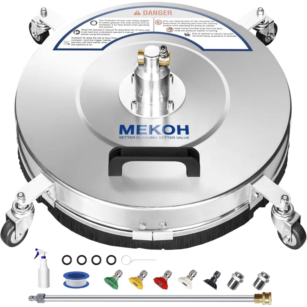 Stainless Steel 4500 PSI Pressure Washer Surface Cleaner with 4 Wheels for Driveway, Sidewalk, and Patio