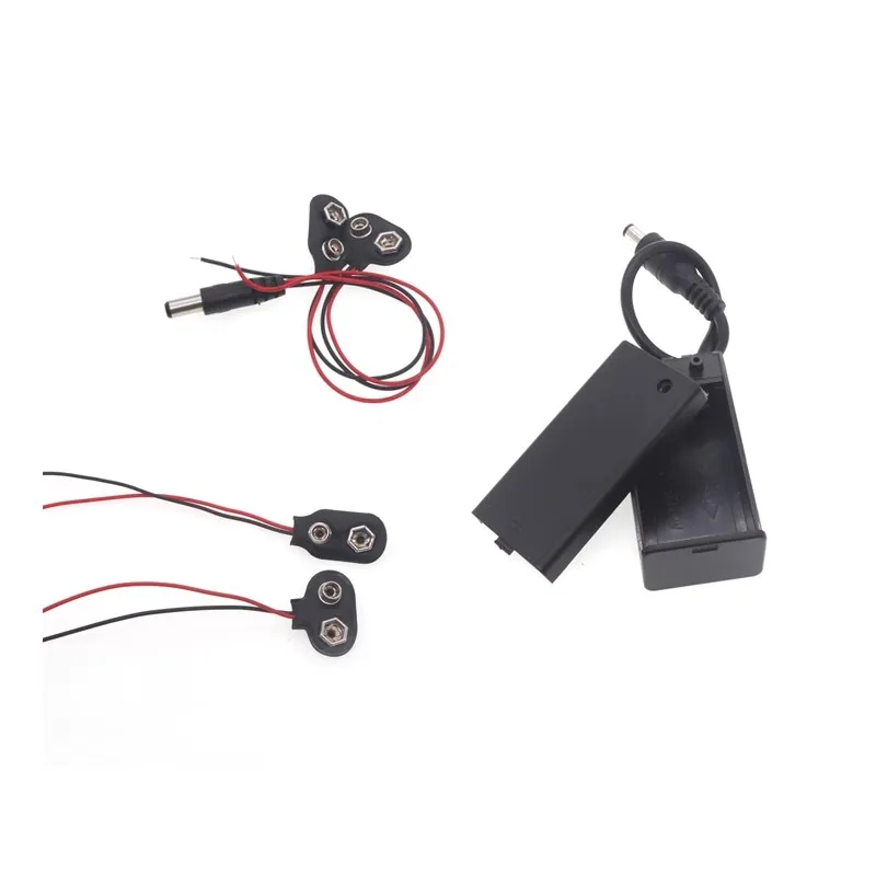 5Pcs 9V Battery Connector Interface Terminal 9V Rechargeable Battery With Leads DC Power Plug 6F22 Square Battery Box