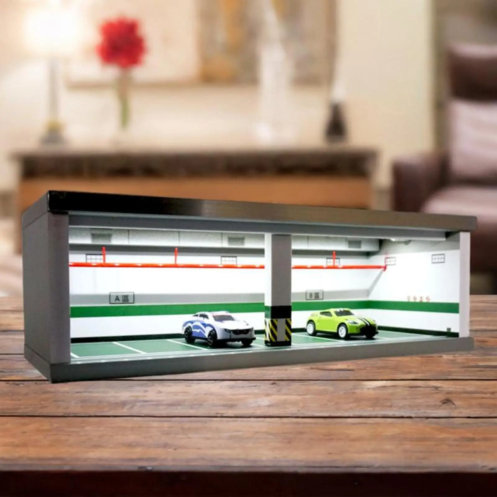 

Model Car Display Case 1/64 Scale Collectible Gift Micro Landscape Decor Showcase Organizer Parking Lot Scene Storage Box