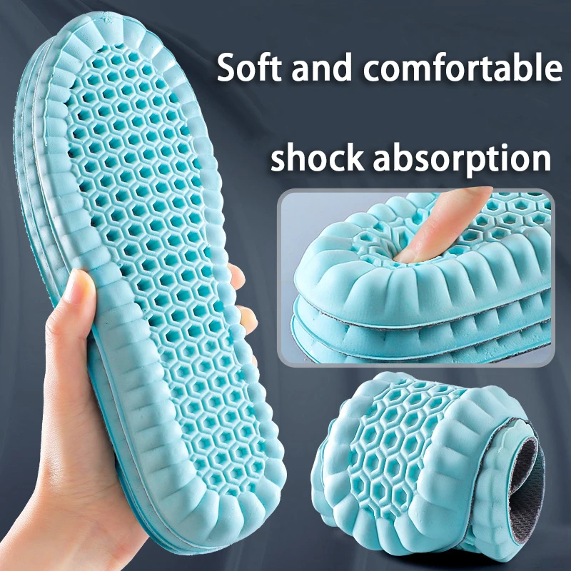 1pair soft breathable insoles Men's outdoor sports running insoles Elastic shock-absorbing sole Arch support comfort insole
