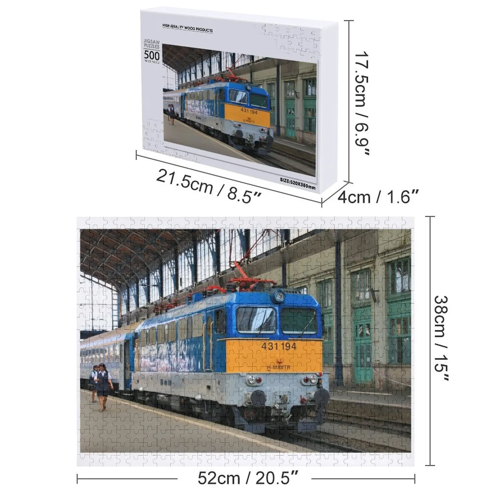 Zug, Budapest, Ungarn, bei Nyugati Station Puzzle Name Holzspielzeug Holztierspiel Kinderpuzzle