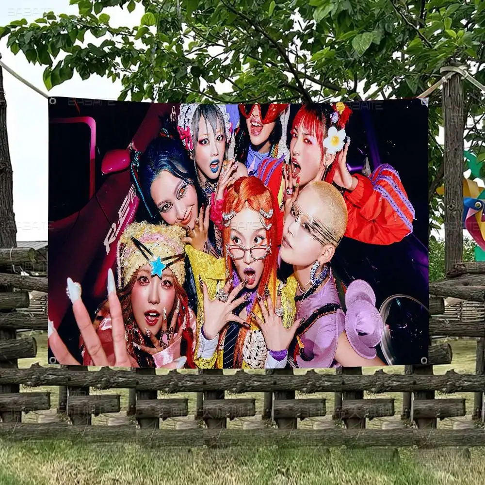 Kpop XG Girl Group Family Gatherings Outdoor Atmosphere Flags Camping Decorations Banners