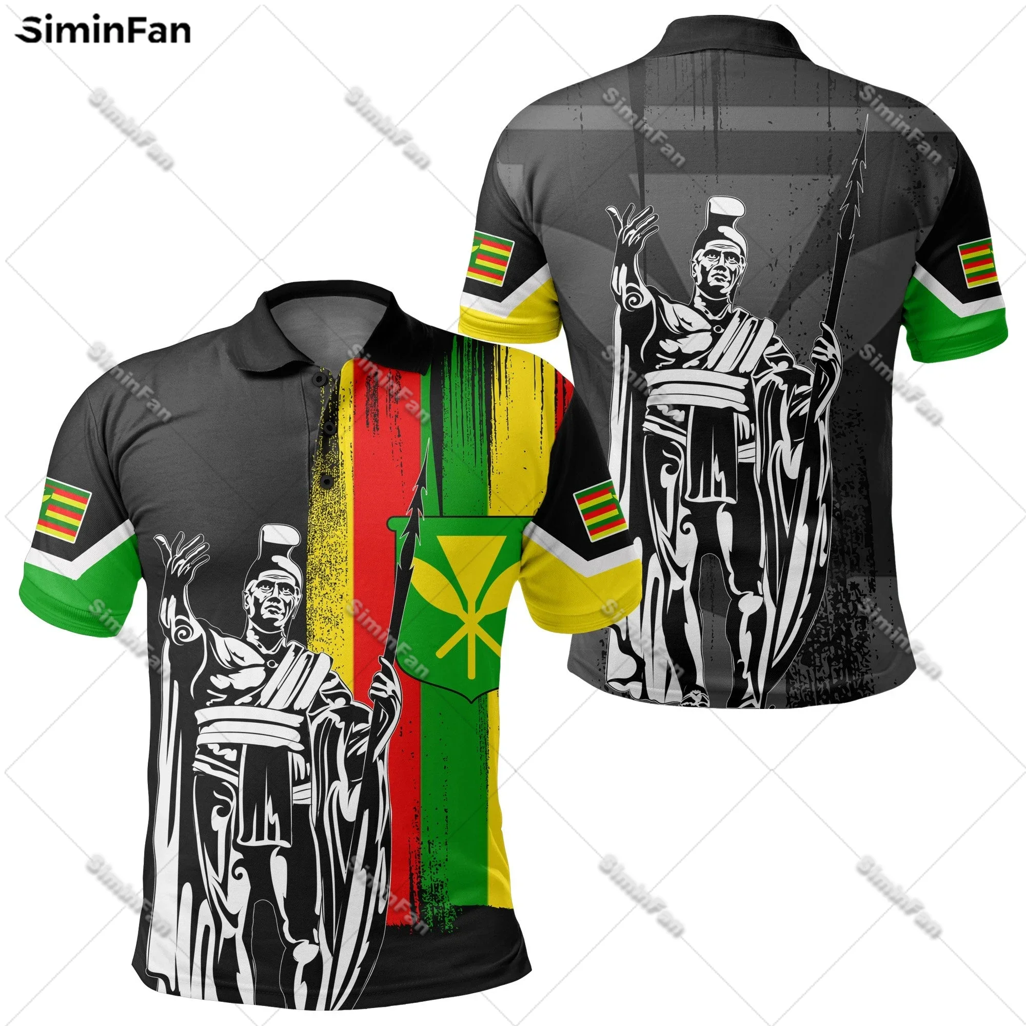 Hawaii King KanaKa Maoli Flag Mens Polo Shirt 3D Full Printed Male Lapel Tennis Tshirt Unisex Summer Short Sleeve Tee Female Top