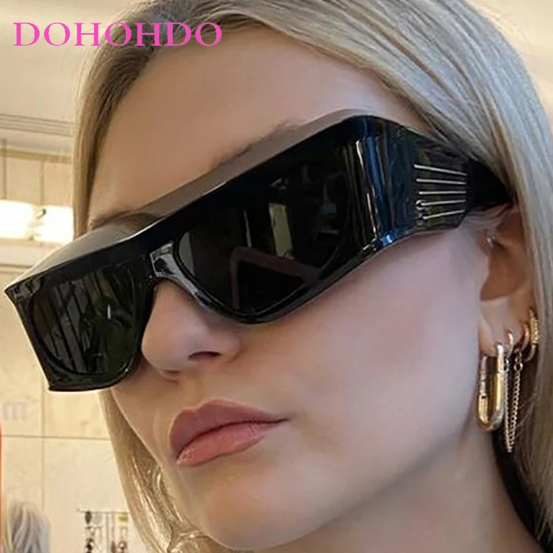 

DOHOHDO Oversized Steampunk Y2K Sports Sunglasses For Women Men Punk Sun Glasses 2025 Brand Rectangle Lady Eyewear Shades UV400