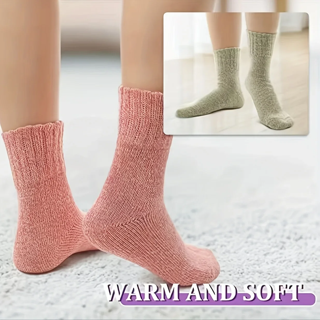 5 أزواج من الجوارب الشتوية النسائية - جوارب قارب سميكة متماسكة للدفء والراحة، طراز عتيق، مثالية للاستخدام الداخلي والخارجي