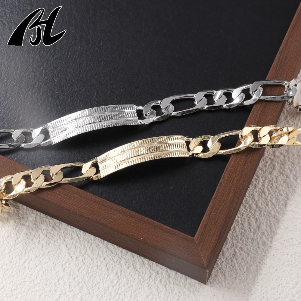 18K gold-plated laminated ins style Europe and the United States simple six side grinding curved couple polished bracelet