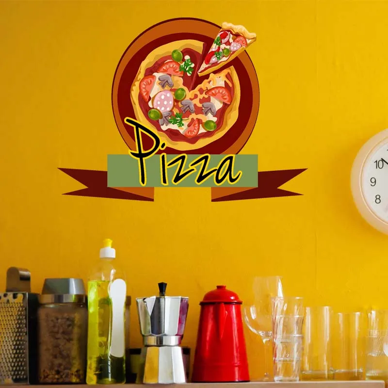 Pizza Sticker Double-sided Restaurant Decal Poster Vinyl Art Wall Decals Decor Mural Pizza Sticker Wall Decal Pizza Glass Decal