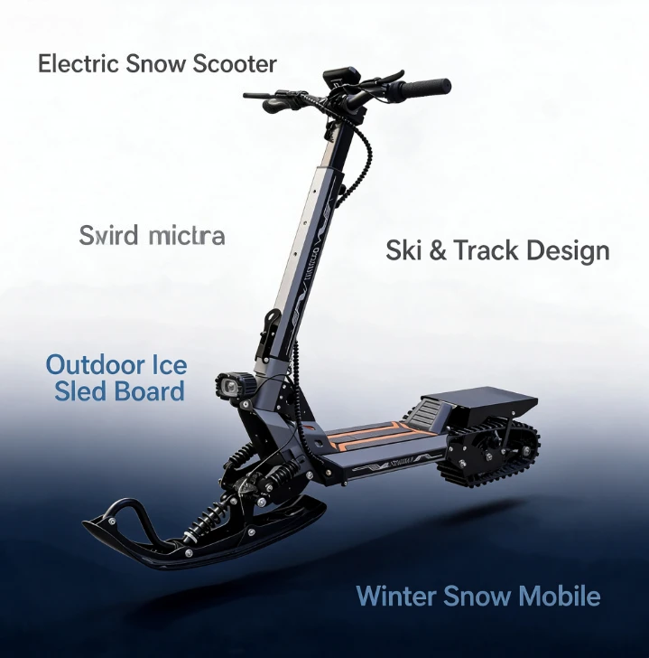 Electric Snow Vehicle Ski Board Snow Track Sled Outdoor Ice Scooter Sledge Board for Winter Snowfield Ice Ground Sports
